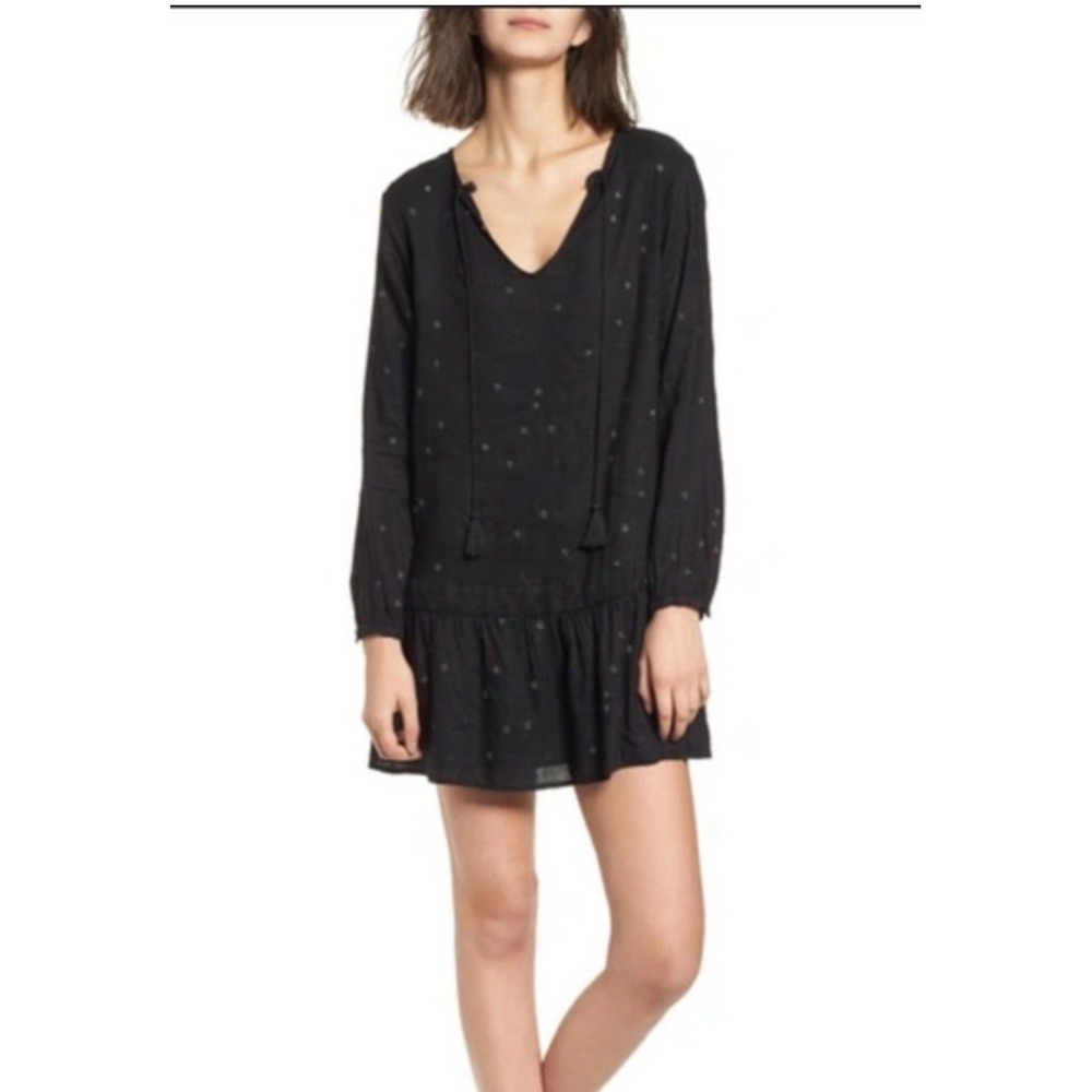Rails Linen Blend Lydia Star Black Mini Dress Sz Small New‎ MSRP$178